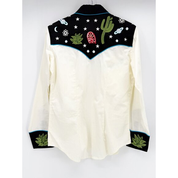 Rockmount Ranch Wear Men's Black Cactus & Star Embroidered Western Shirt S - Picture 4 of 6